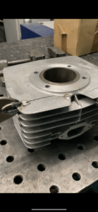 Cylinder repair cooling fins on welding (cast aluminum cylinders)