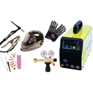 Action welding inverter WELDINGER WE 2003P ACDC with TIG set pressure regulator welding helmet