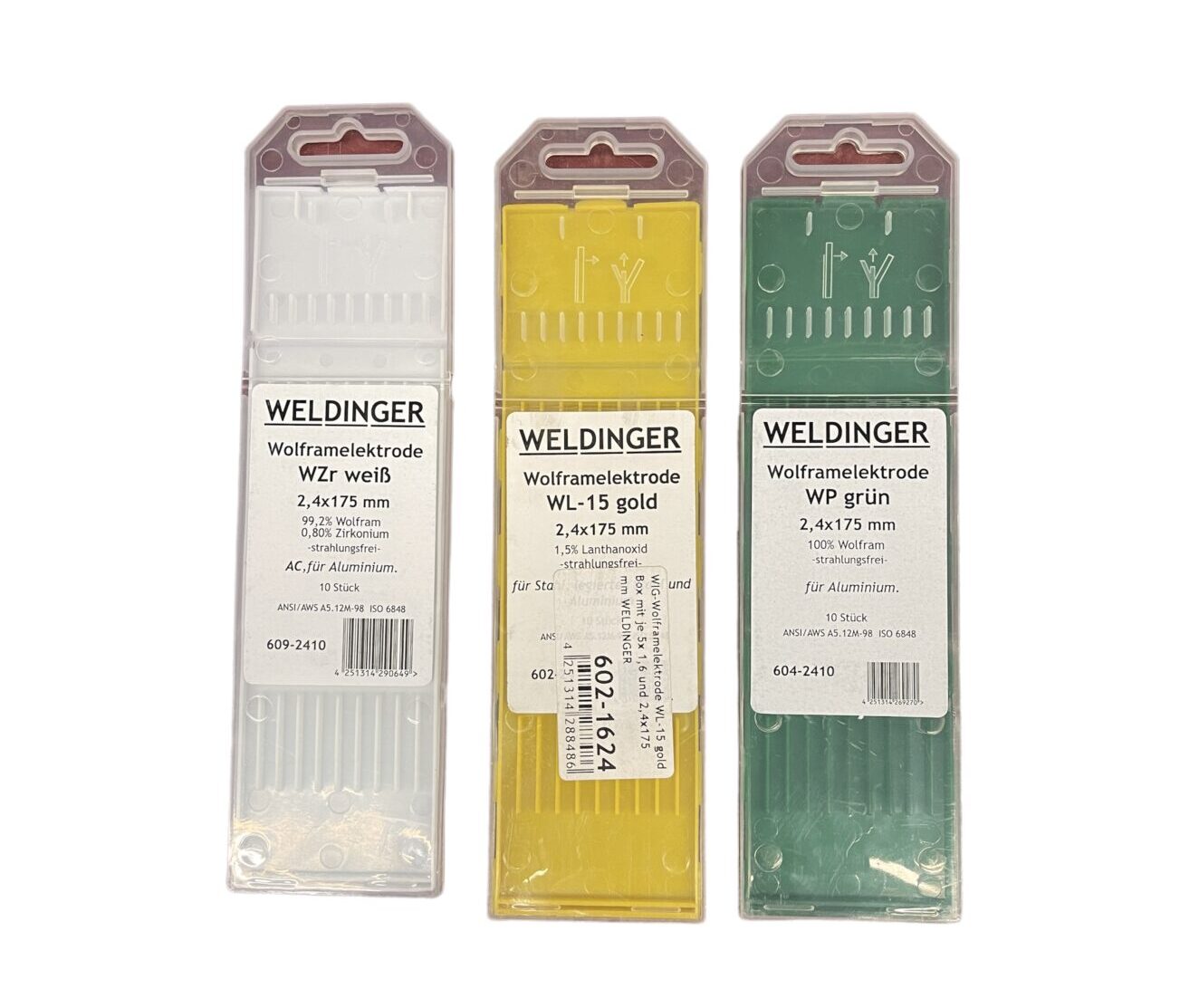 Empty box tungsten electrodes colored