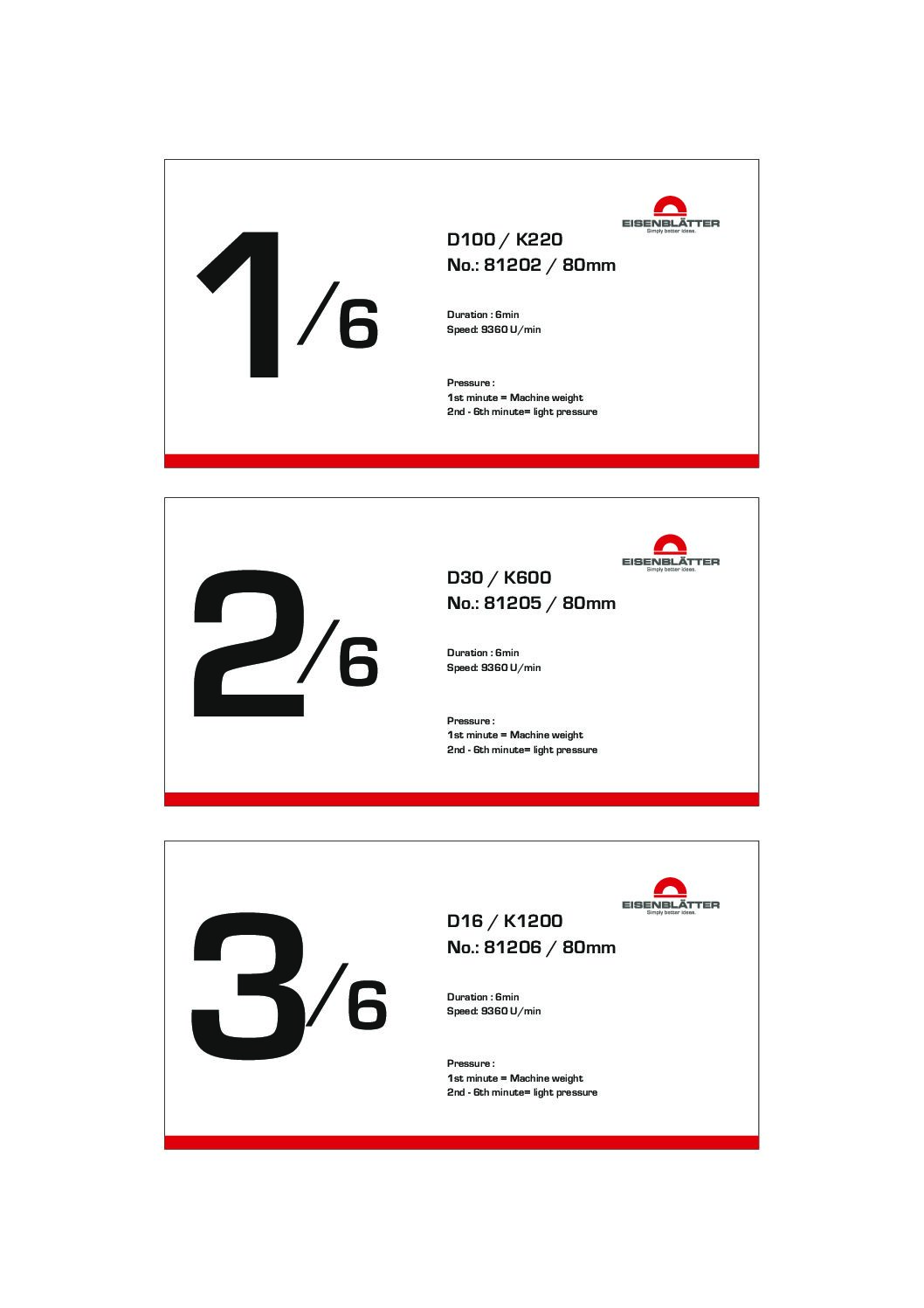 Polishing instructions 1-6